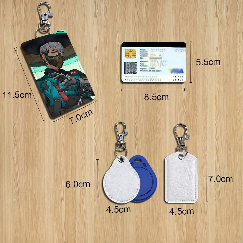 OW3 game Mizuki Shion Overwatch Rectangle ID Card Case Keychain Access Card Bag Key Tag Ring Leather Card Holder Key Ring Access