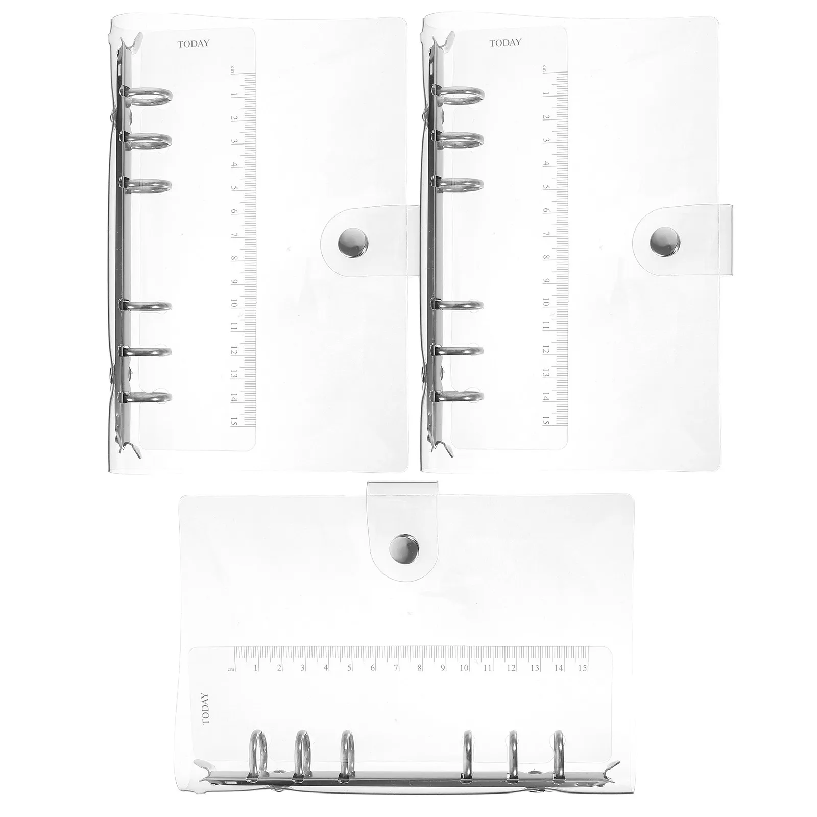 

3Pcs PVC Loose Leaf Binder Cover Clear 6-Ring A6 Notebook Shell Refillable Folder Binder Organizer Document File Protective