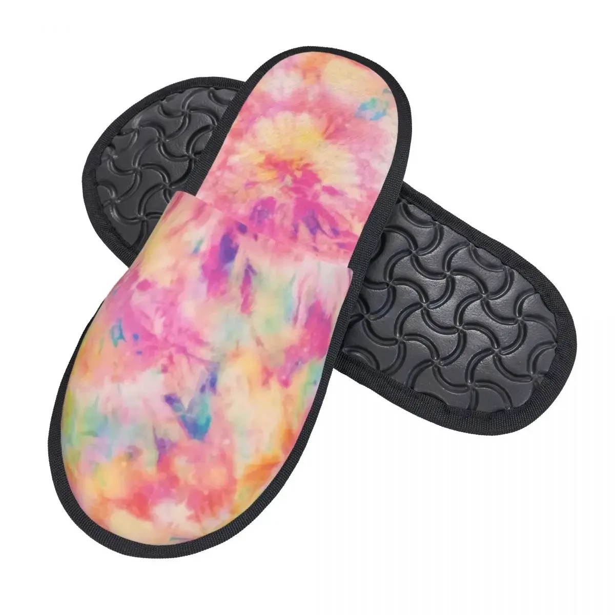 Very Colorful Tie Dye Guest Slippers for Hotel Women Custom Print Traditional Dyeing Art House Slipper