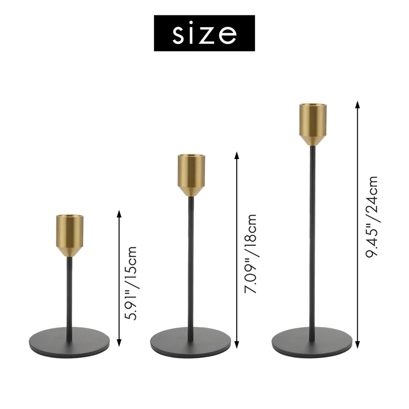 Candle Holder,Candlestick Holders, Set Of 3 Modern Decor Candle Stands For Taper Candles, Fits 3/4 Inch Thick Candles