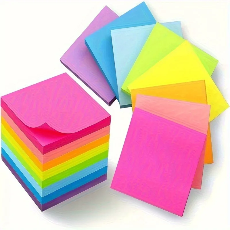 6Books 300 pages fluorescent color postal annotation square paper, suitable for student postal notes and office use