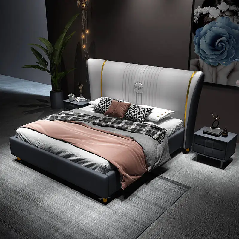 Modern Double Bed Master Bedroom High-end Leather Bed Home Furniture Custom Size and Color Bedroom Bed Home Furniture