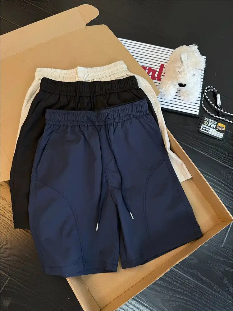 

Quick Dry Ice Silk Shorts Men's Basketball Fitness Sports Wide Leg Straight Tube Fourths mid Pants Breathable Slim Cut Shorts