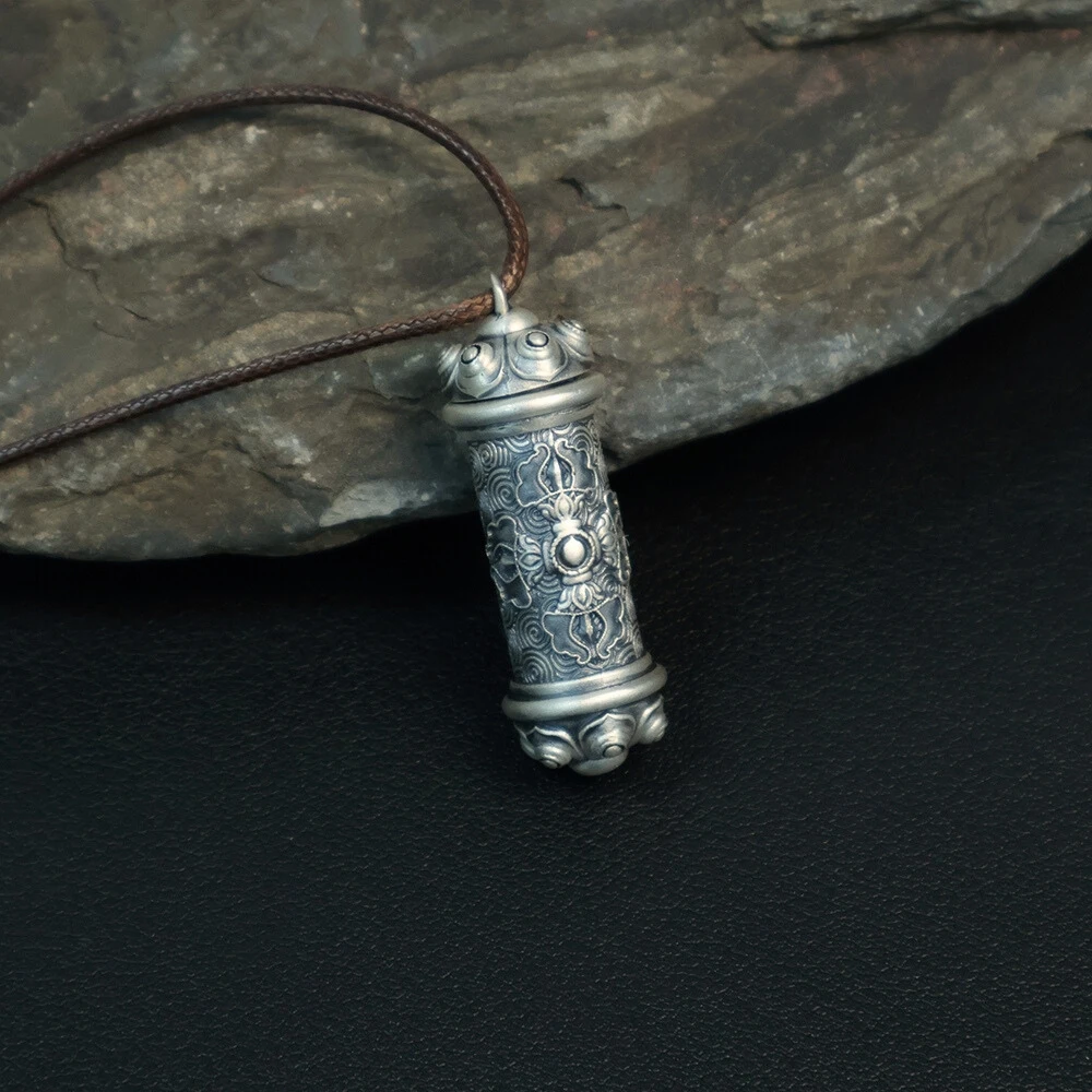 Sterling Silver 999 Cro-Heart Prayer Wheel Lanyard