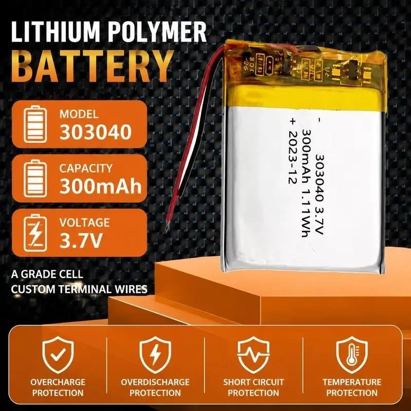 [New] 100pcs Polymer lithium battery 303040 300mAh card calculator bone conduction audio 3.7V rechargeable
