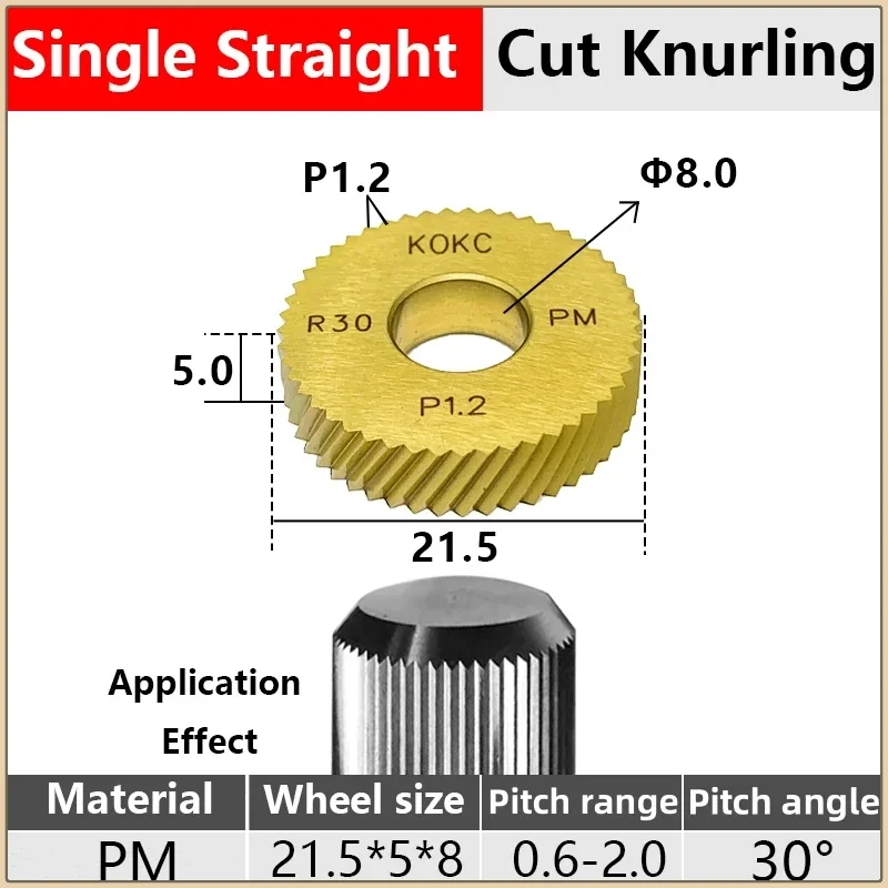 

Straight pattern 21.5*5*8 BR30° Cut Knurling Tools wheel KOKC For CNC Lathe feeding
