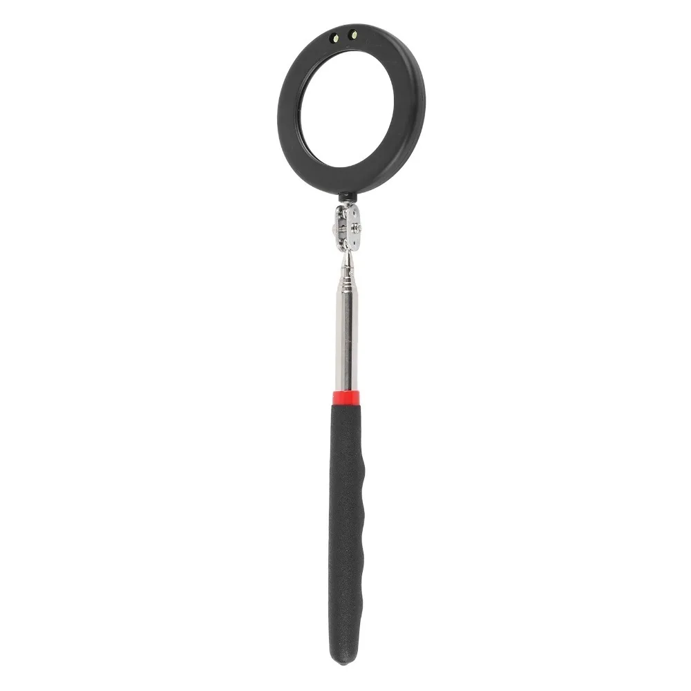 Stainless Steel Telescopic Inspection Mirror 360 Degree Swivel 275mm to 875mm Retractable Inspection Mirror Universal LED Light