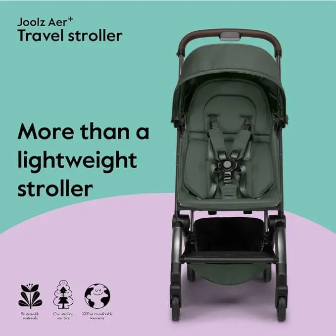 AER+ Lightweight & Compact Travel Stroller - Portable One-Hand Fold Design - Ergonomic Seat for Infant & Toddler (up to 50 lb)