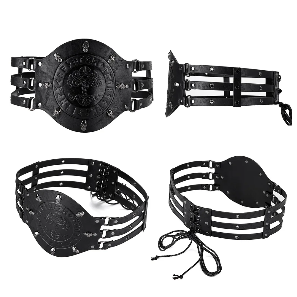 Medieval wide corset belt, Viking pirate knight costume, pu leather accessory for men, waist belt, larp warrior view 5