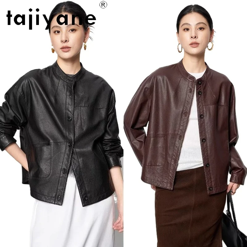 TAJIYANE Real Sheepskin Jacket Woman Short Stand Collar Coat Genuine Leather Jackets Premium Autumn Women Clothes 2026 дубленка