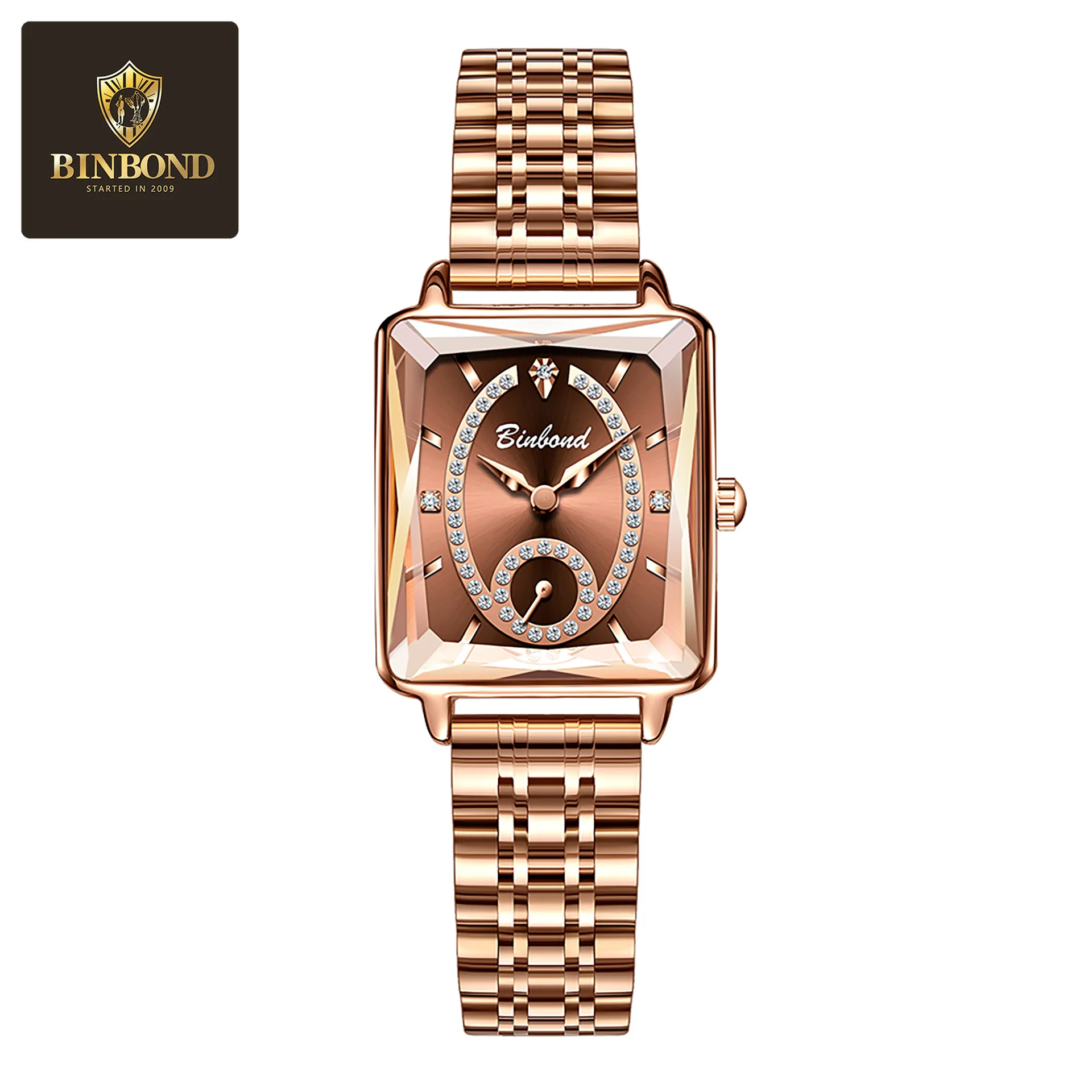العلامة التجارية الفاخرة الراقية ساعة نسائية الأعمال مقاوم للماء مربع الصلب قطاع ارتفع أنثى موضة كوارتز ساعة المعصم هدية
