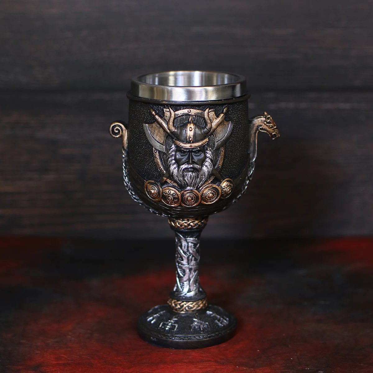 دراكار فايكنغ المحارب التنين سفينة الكأس القدح 200 مللي الفولاذ المقاوم للصدأ و الراتنج الشمال الله أودين كأس النبيذ هدية عيد #1