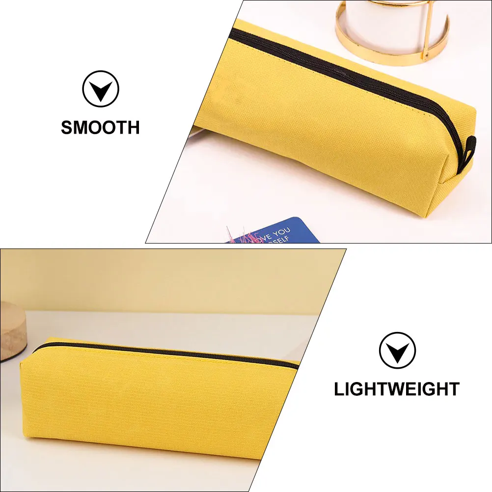 

Oxford Cloth Pencil Bag Large Capacity Yellow Stationery Storage Cute School Holder Zipper Design Portable Pen Case