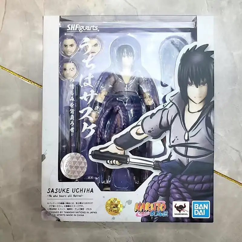 Bandai Figure Naruto Anime Figures SHF Sasuke Uchiha He Who Bears All Hatred Collection Model Action Figure Toys For Boy