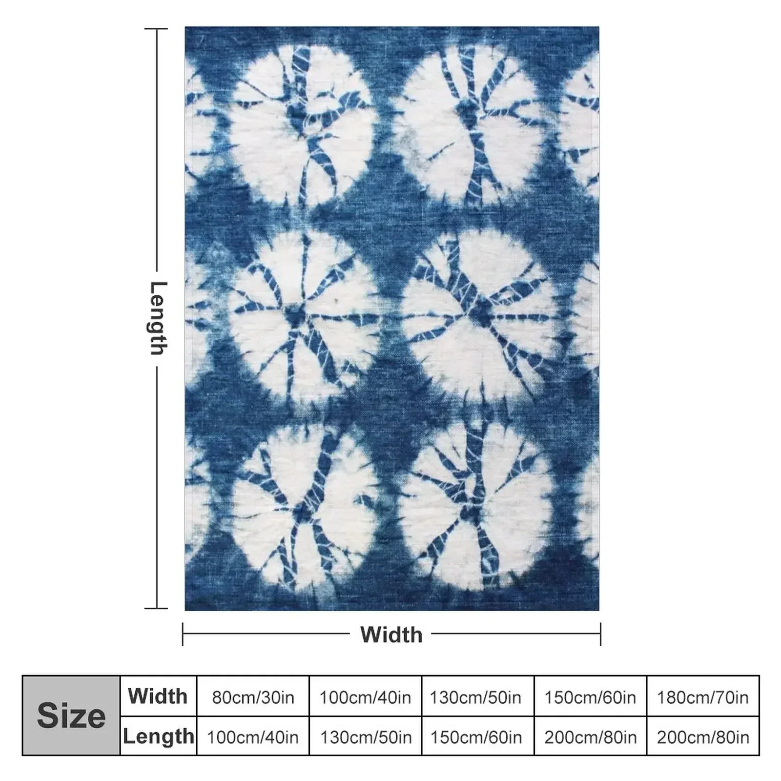 Shibori Circles, Indigo, Tie Dye Throw Blanket Single Soft Plush Plaid Blankets