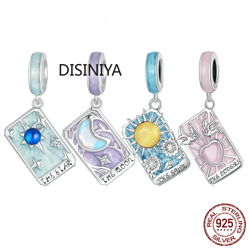 

Disiniya 925 Sterling Silver Moon/Star Tarot Card Pendant Charm fit Original Bracelet & Necklaces Jewelry DIY 925 Bamoer Beads