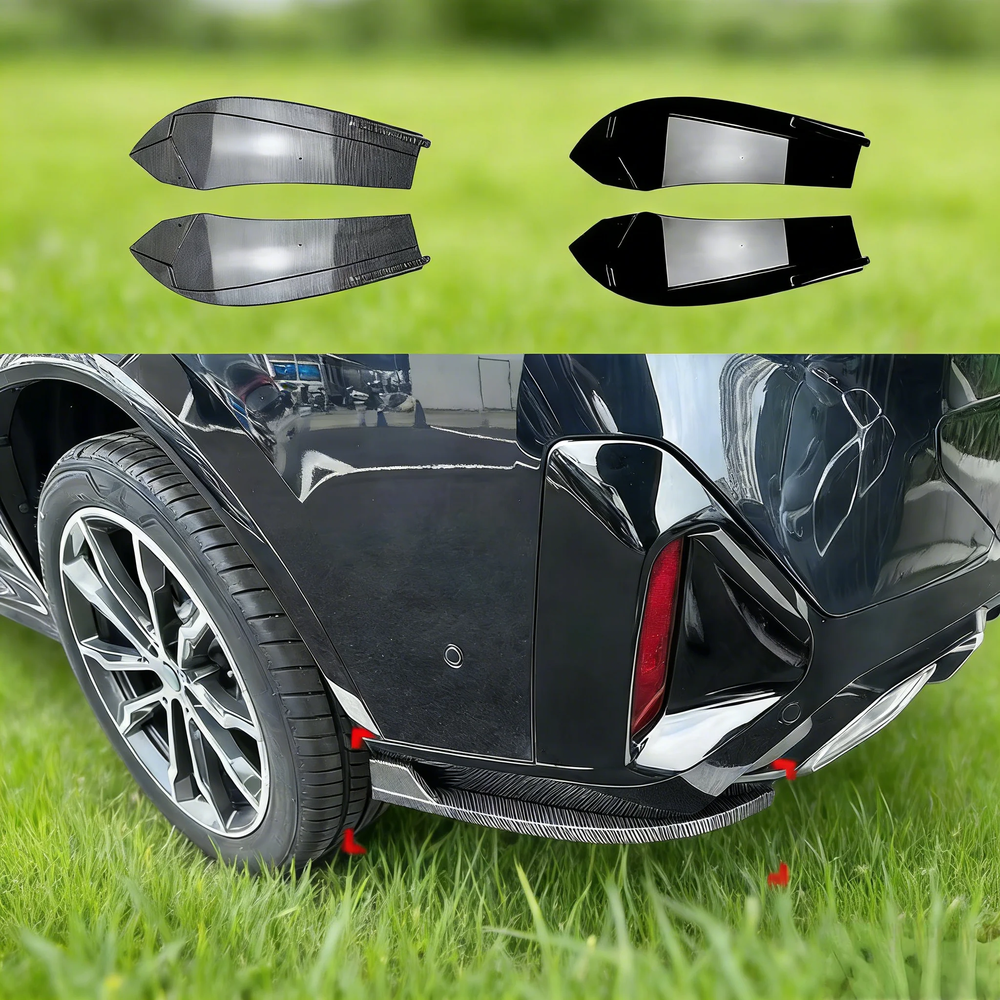 

For BMW X4 G02 LCI M Sport 2022+ Gloss Black ABS Car Rear Bumper Spoiler Diffuser Canards Splitter Protector Body Kits Tuning