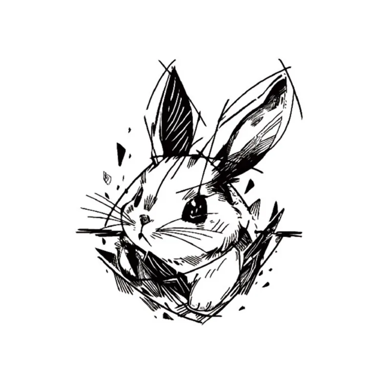 ZIIIBEYOND V Line tracing rabbit herb tattoo stick waterproof durable male cute animal arm collarbone waist girl style