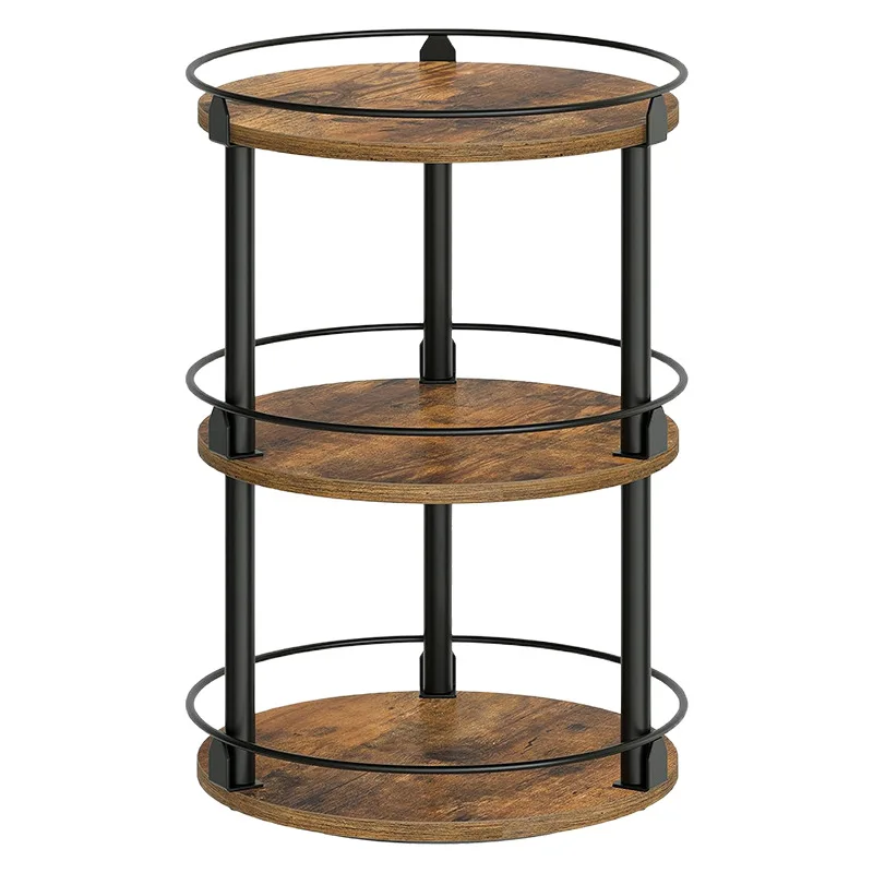 3-Tier Rotating Spice Rack Countertop Revolving Organizer for Kitchen Cabinet Cupboard Rustic Storage Shelf