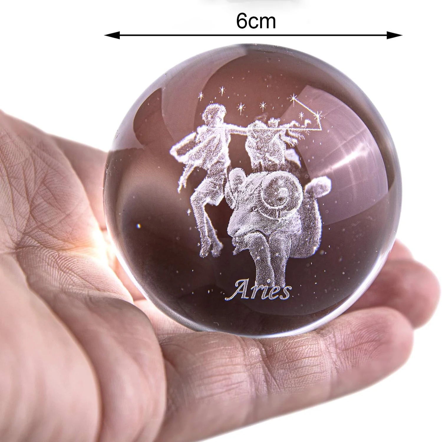 12 Constellation 6cm 3D Crystal Ball Aries Glass Ball Ornament Silver Metal Base Crystal Crafts Birthday Gift Home Decoration