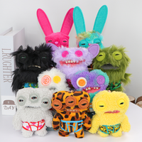 Original Teeth Monsters Pendant Plush Doll Fuggler Funny Ugly Monster Keyrings Keychain Toy Halloween Prank Decoration Gift