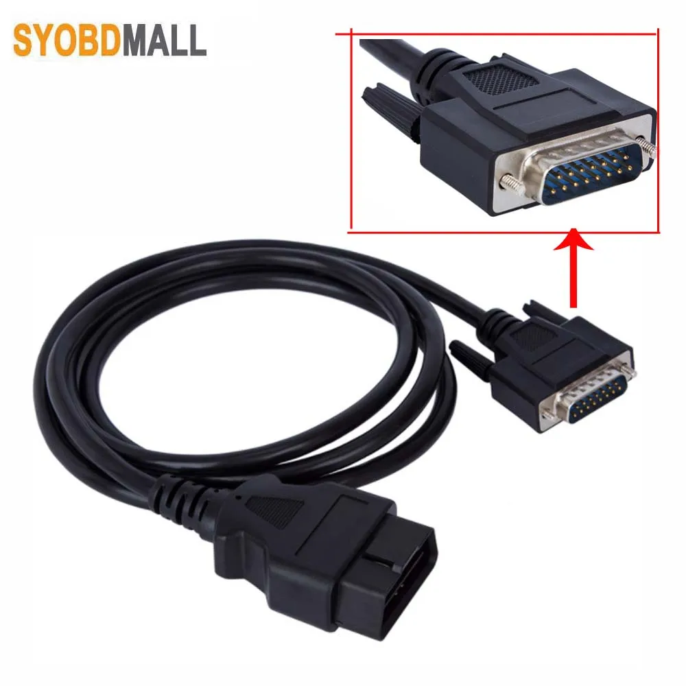 Car Extenstion Cable 1.5m OBD 2 OBD2 Male To DB15 Male OBDII OBD II Cable DB 15PIN Universal for Cars with 16-pin OBD2 Interface 