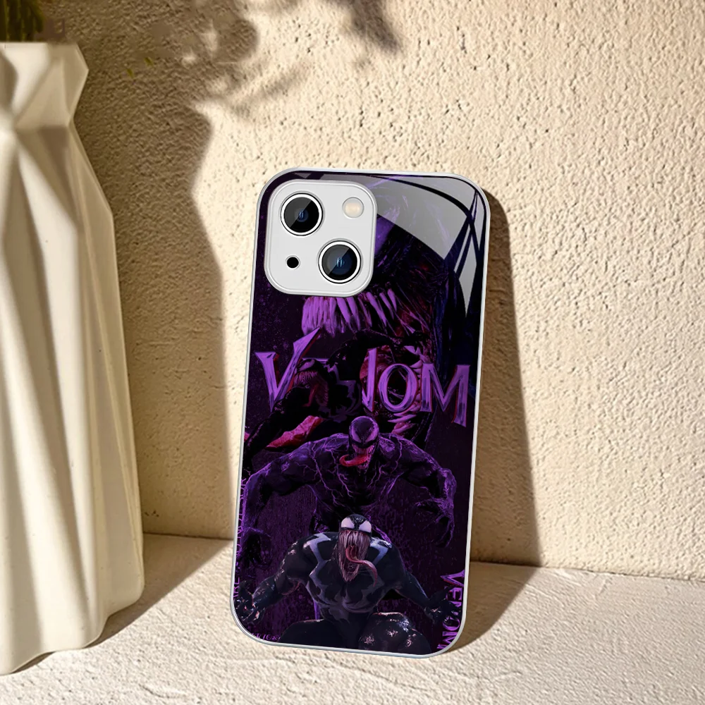 Classic Movie V-Venom Phone Case Tempered Glass For Iphone 14 13 12 11 Pro Mini XS MAX 14Plus X XS XR Cover