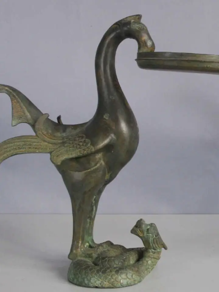 العتيقة البرونزية سوزاكو مصباح الفيلم والتلفزيون الدعائم الحلي الزخرفية مجموعة البرونز الرجعية