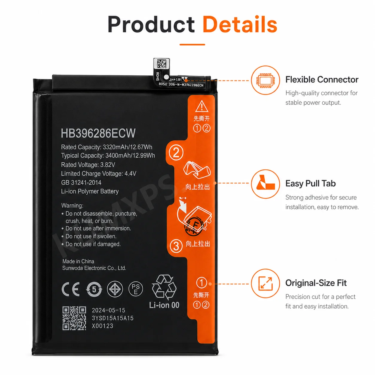 For Honor 10 Lite 20 Lite 10i 20i Enjoy 9S P Smart 2019 HB396286ECW 3400mAh Mobile Phone Battery Repair Cell Pack Part