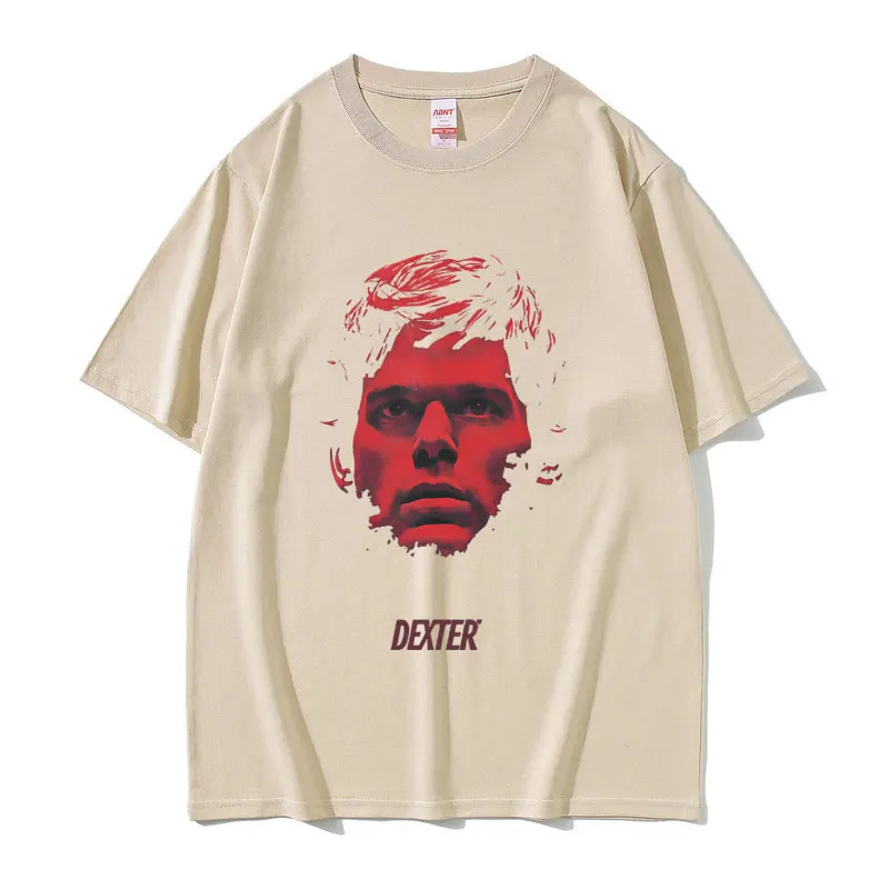 90s Vintage TV Play Dexter Morgan Face Graphic T-shirt Men Women Casual Cotton T Shirt Men's Fashion Oversized Short Sleeve Tees