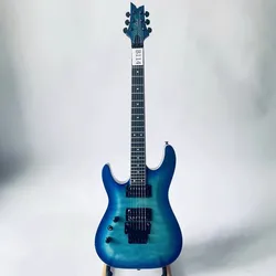 b114 Original Artist Electric Guitar Left Hand Blue Quilted Maple Body Floyd Rose Black 6 Strings 24 Frets Genuine