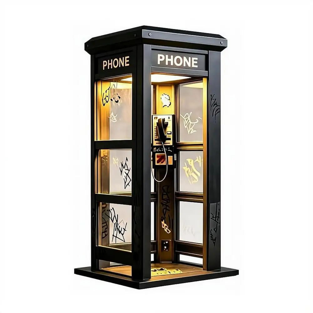 Retro Vintage Tall Telephone Lamp Mini Telephone Ambient Desk Light  Phone Box Decorative Night Light Home Decor