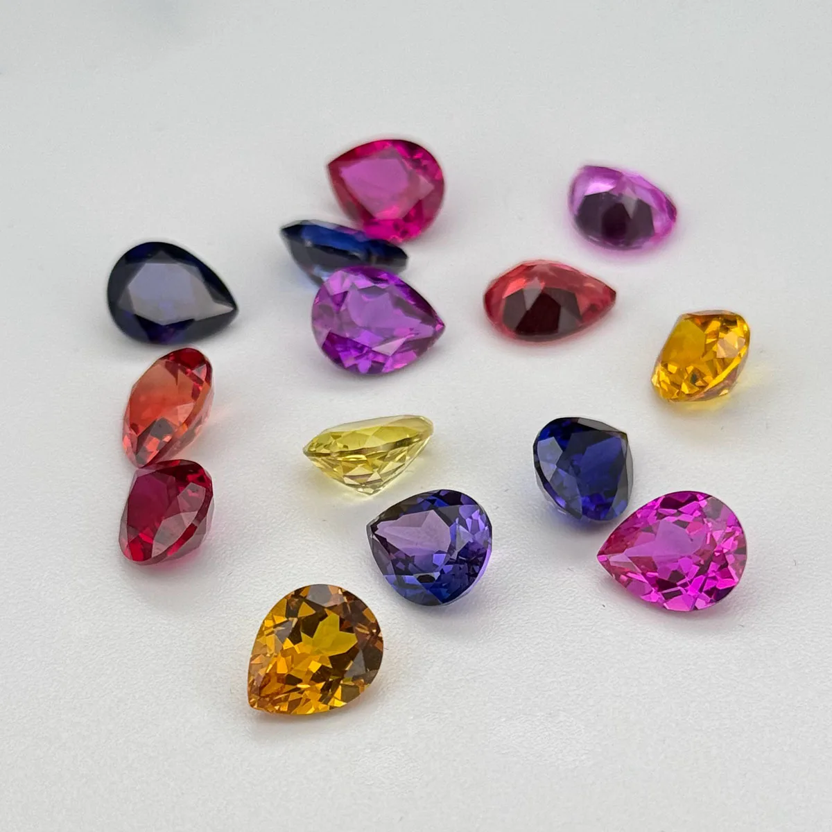 Pear Cut 2x3 - 13x18mm 6A Synthetic Sapphire Gemstones Flame Melting Mixed Colors Corundum Stone