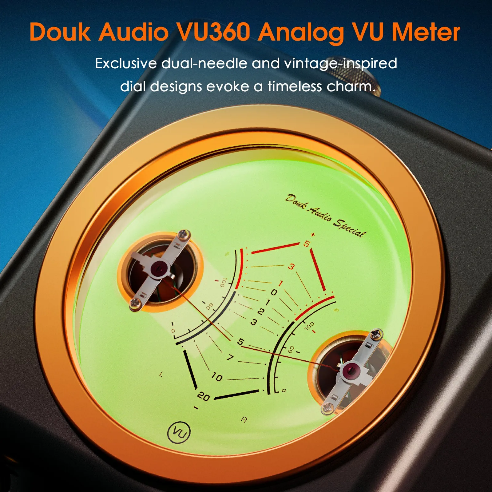 Douk Audio Retro Analog VU Meter Music Spectrum VU360 Vintage Desk Decoration for Home/Office Gift