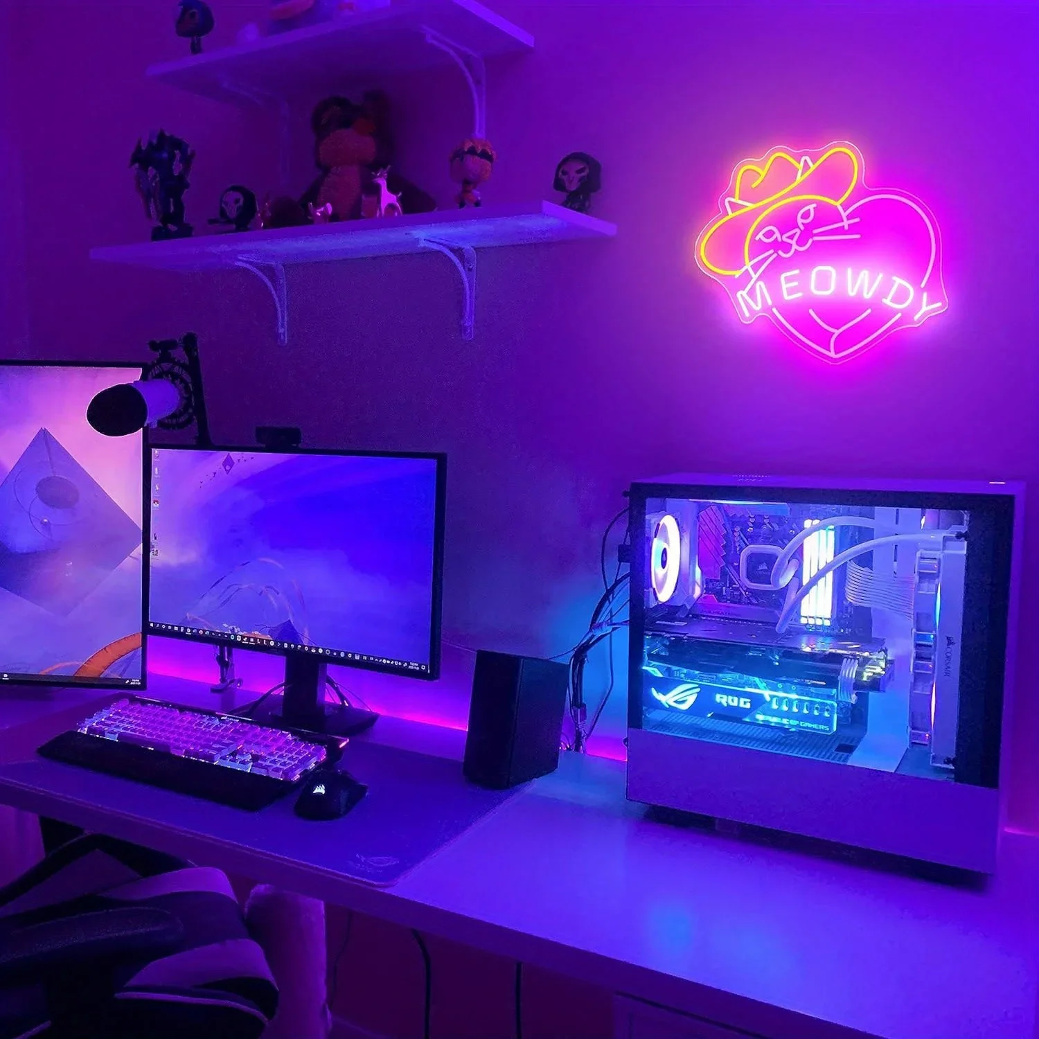 Neon Sign for Wall Decor Cowgirl Cat in Heart Shape LED Neon Light USB Powered Dimmable LED Neon Light Sign Cat Lover Gifts