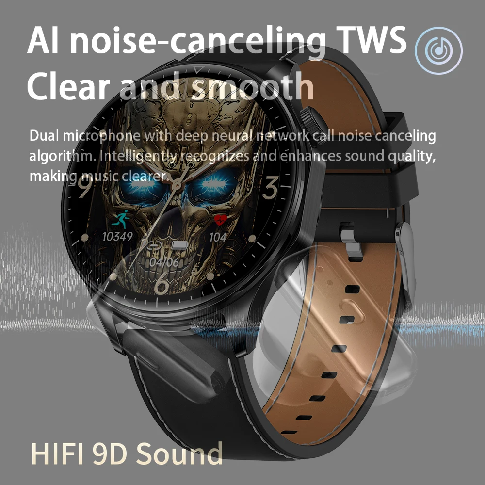 لهواوي 2 في 1 سماعات ساعة ذكية شاشة AMOLED BT دعوة معدل ضربات القلب الأكسجين في الدم لتحديد المواقع تتبع IP67 مقاوم للماء Smartwatch