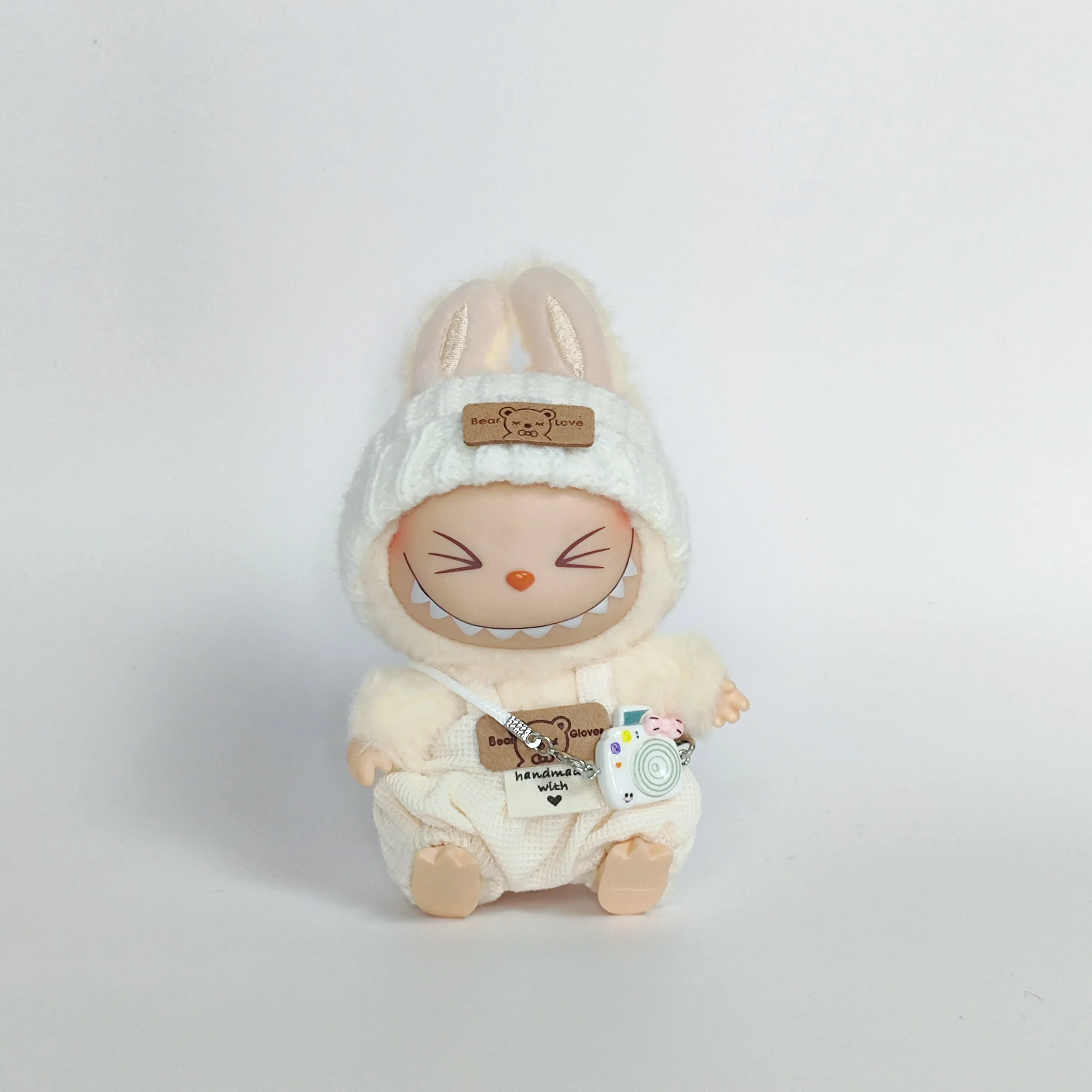 For 15-17cm Clothes for Labubu Keychain - Labubu Sit-Sit Party Doll Clothes (Overalls Two-Piece Set)