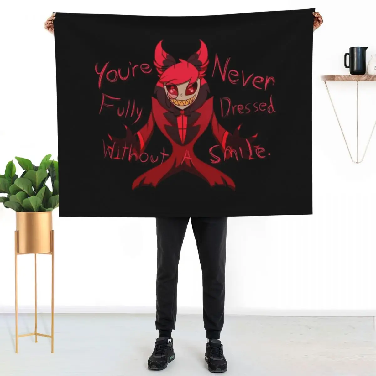 You're Never Fully Dressed Without A Smile, Alastor Throw Blanket funny gift Hair Sofas Summer Thermal Blankets