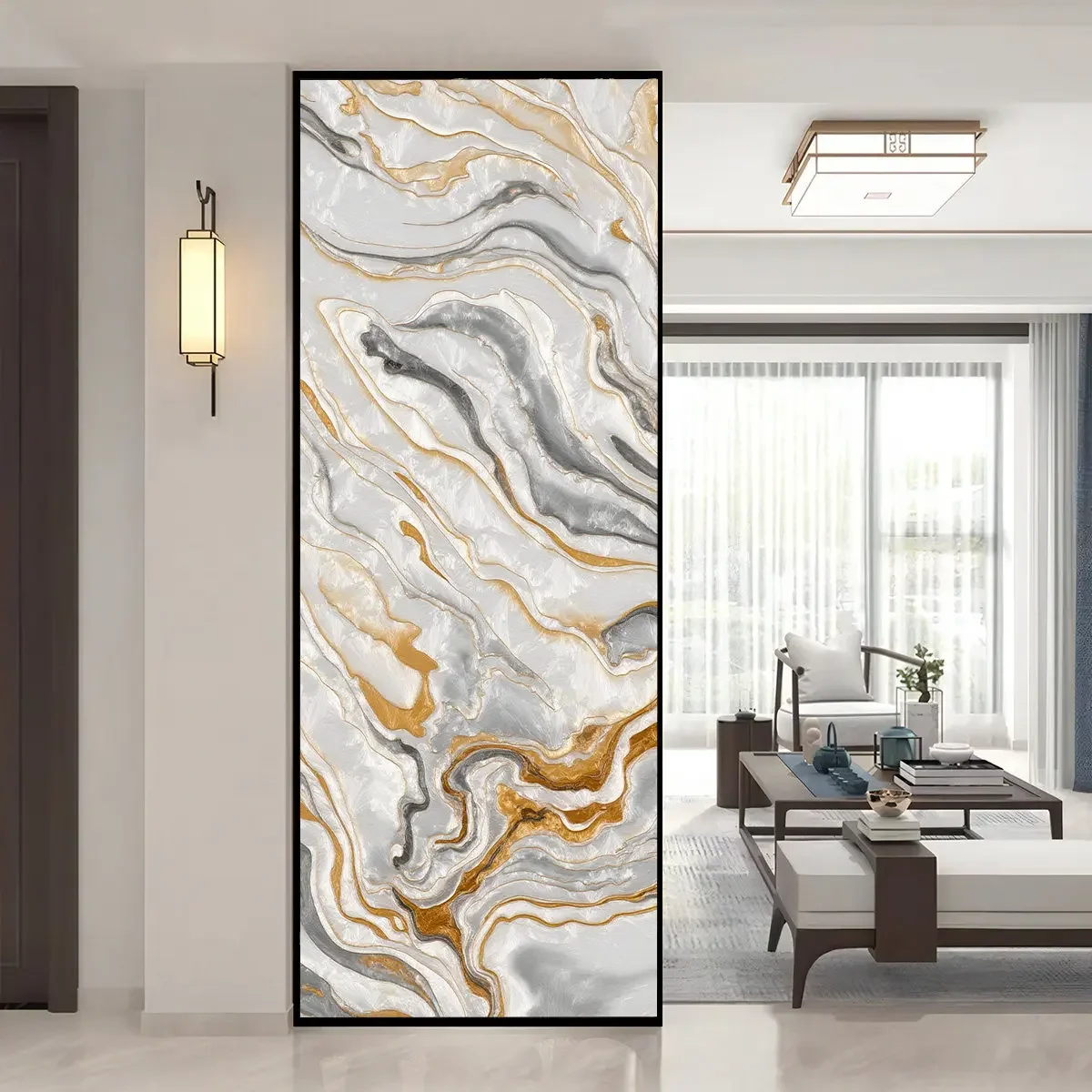 Handmade filigree enamel color European light luxury art glass living room screen partition