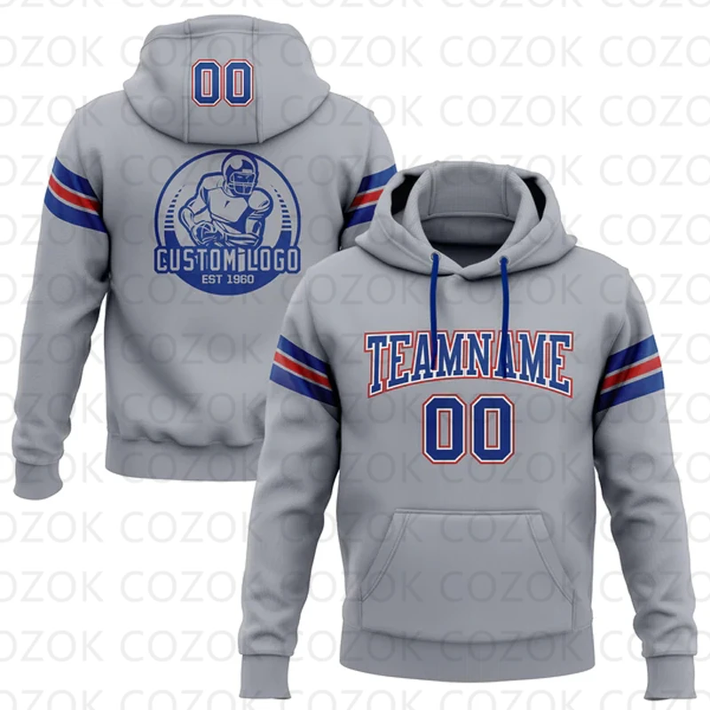 Customized Hoodie Gray Blue Jersey 3D Printed  Unisex Pullovers Hoodie Casual Sweatshirts