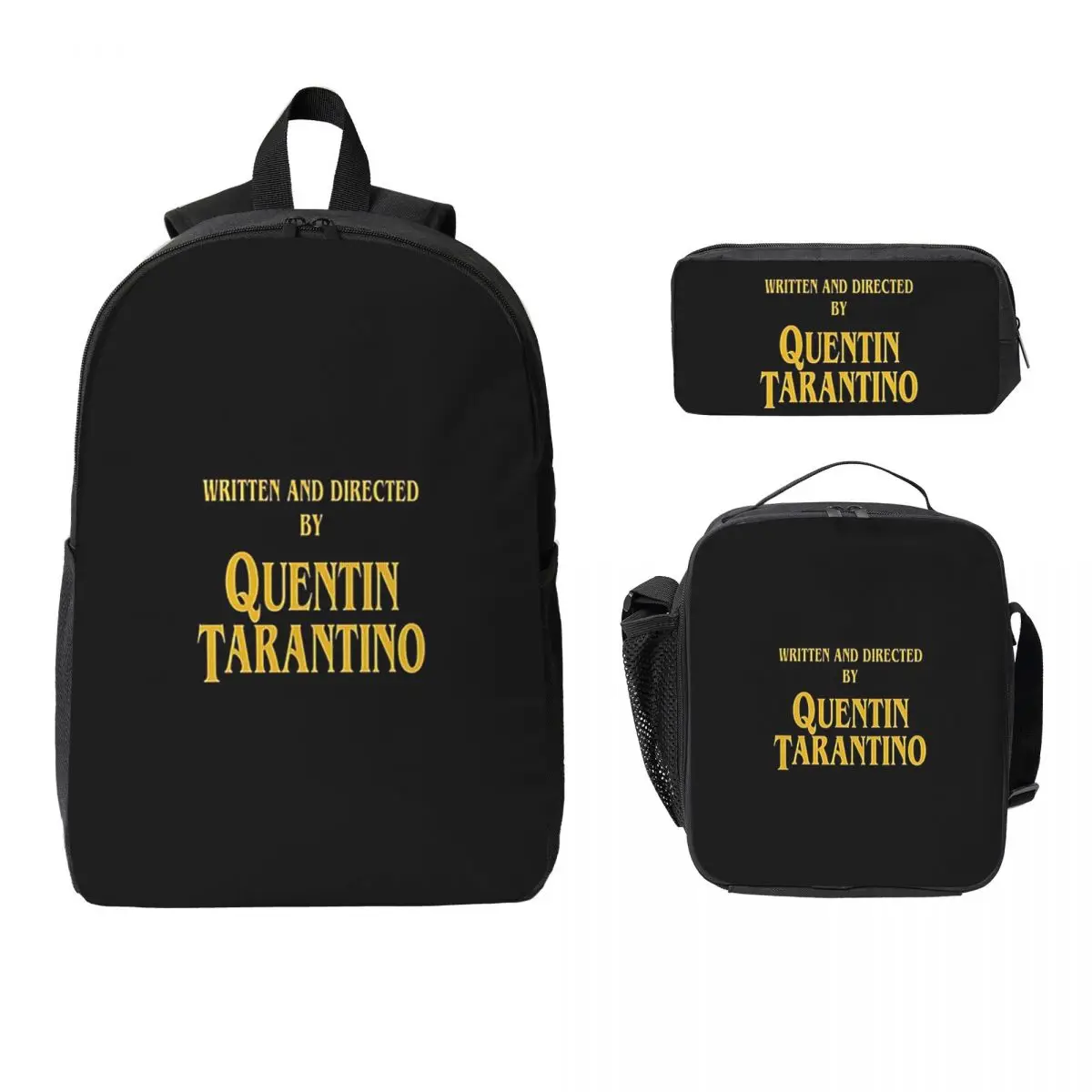 written-and-directed-by-quentin-tarantino-backpack-student-boys-girls-bookbag-school-bag-3ps-insulated-lunch-bag-pencil-case