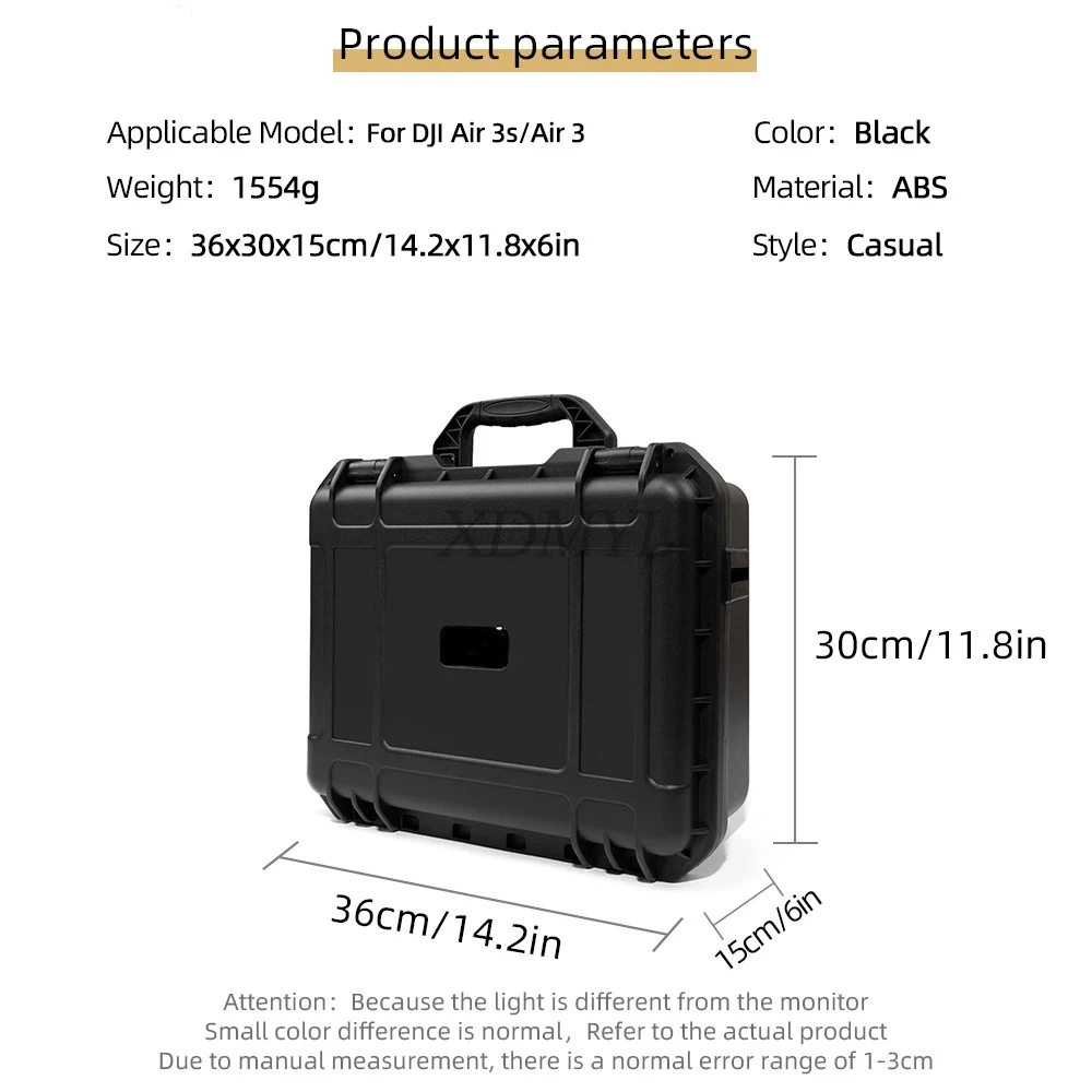 For DJI Air 3/AIR 3 S Portable Suitcase Hard Case Explosion-proof Carrying Box for DJI RC 2/RC N2/RC N3 Controller Accessories