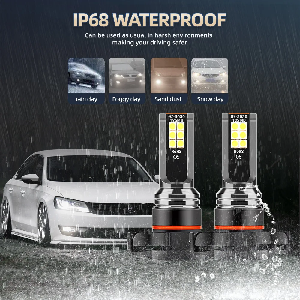 5202/H16 LED أضواء الضباب 6000K لمبات ل تشيفي كامارو 2010-2013 5000LM 3570 CSP رقائق مصباح الضباب