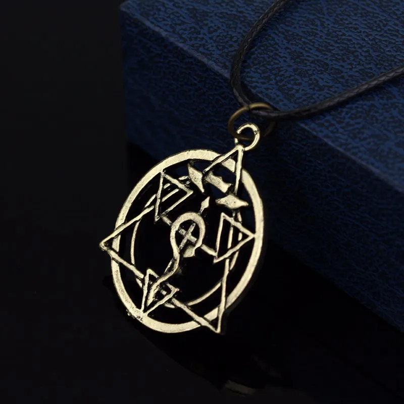 Anime Fullmetal Alchemist Metal Pendant Necklace Edward Alchemist Logo Necklace Cosplay Props Backpack Jewelry Accessories