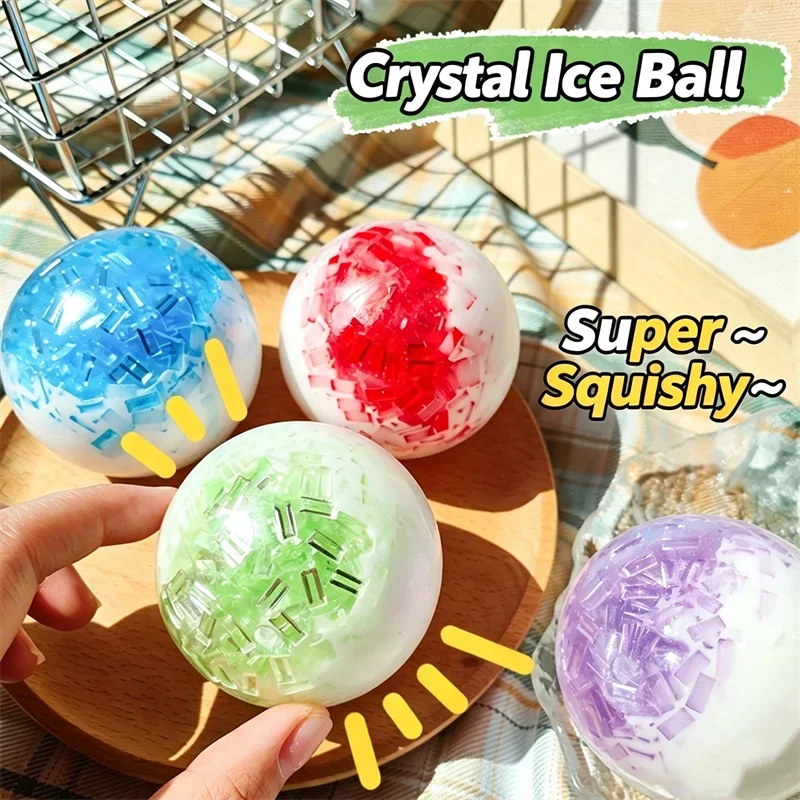 Ice Crush Craft Ball Fast Rebound Squishy Toy Squeeze Sound ASMR Satisfying Decompression Sensory Fidget Stress Relief Toy Gift