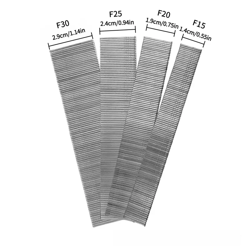 UULMERA 1000 F-Type Straight Nails, 4 Sizes: F15/F20/F25/F30 Ideal for Furniture Repair and Wood Frame Assembly, Brad Nails