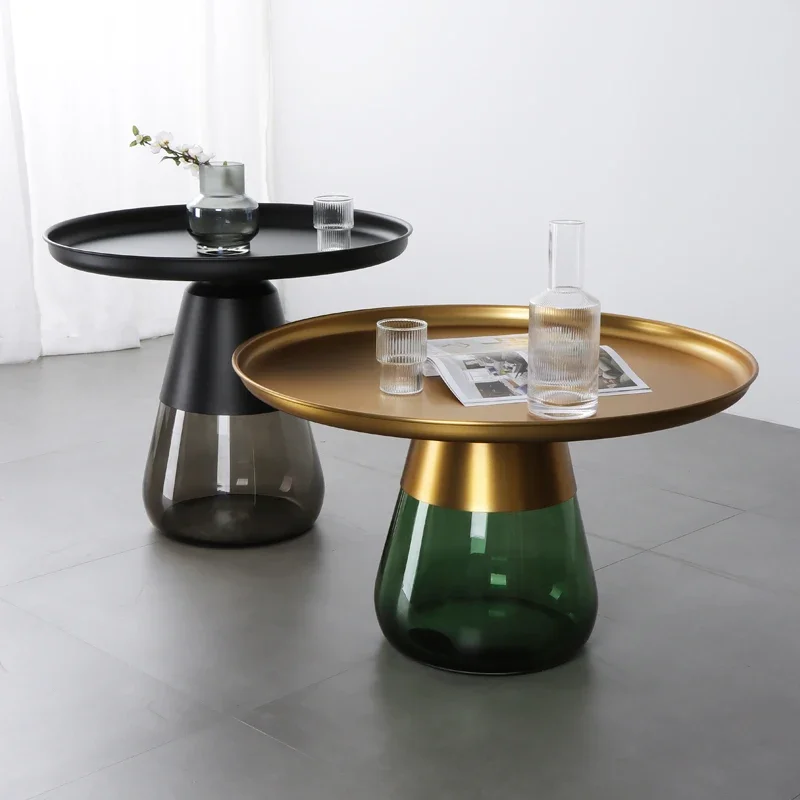 Nordic Metal Coffee Table for Living Room Light Luxury Living Room Furniture Round Simple and Creative Transparent Ins Tea Table