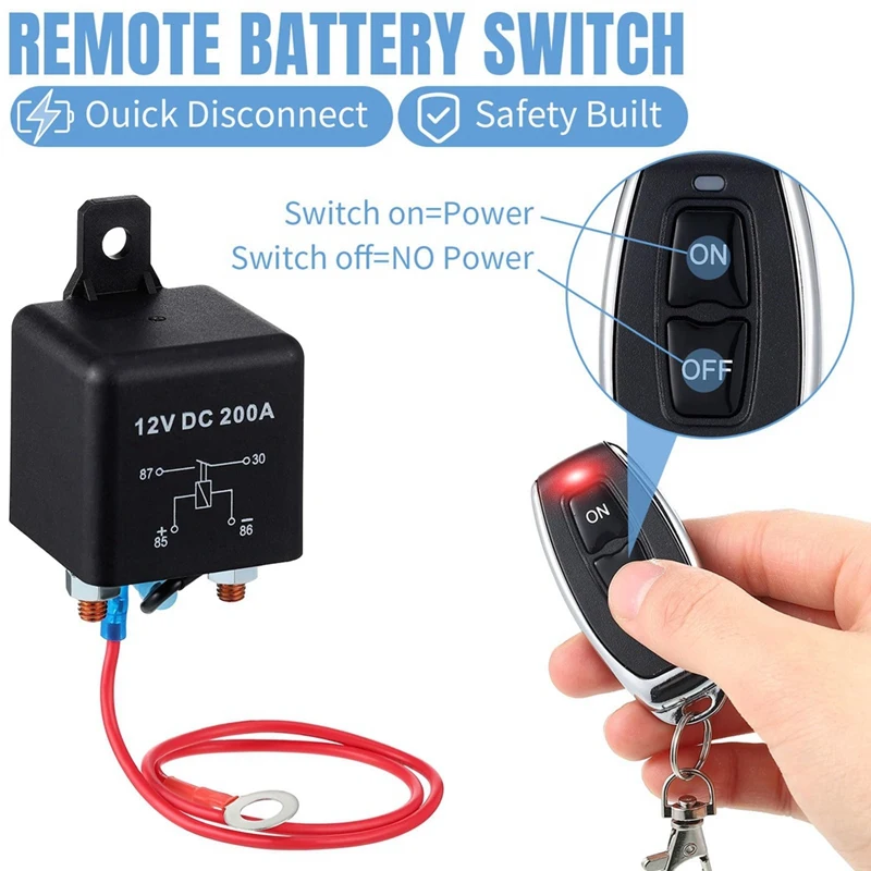 Remote Battery Disconnect Switch Kit Car Pause Switch Car Battery Cut Off Switch 1Set