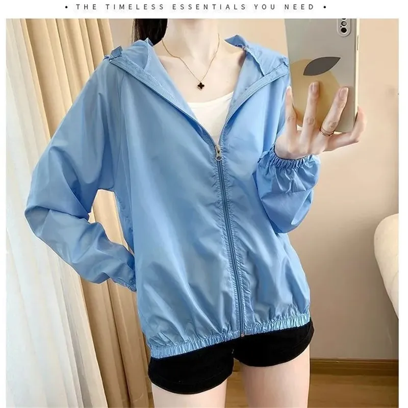 2024New Summer Sun Protection Clothing Jacket Women Thin Hooded Outerwear Female Movement Korean Tide Sunscreens Coat Ladies Top