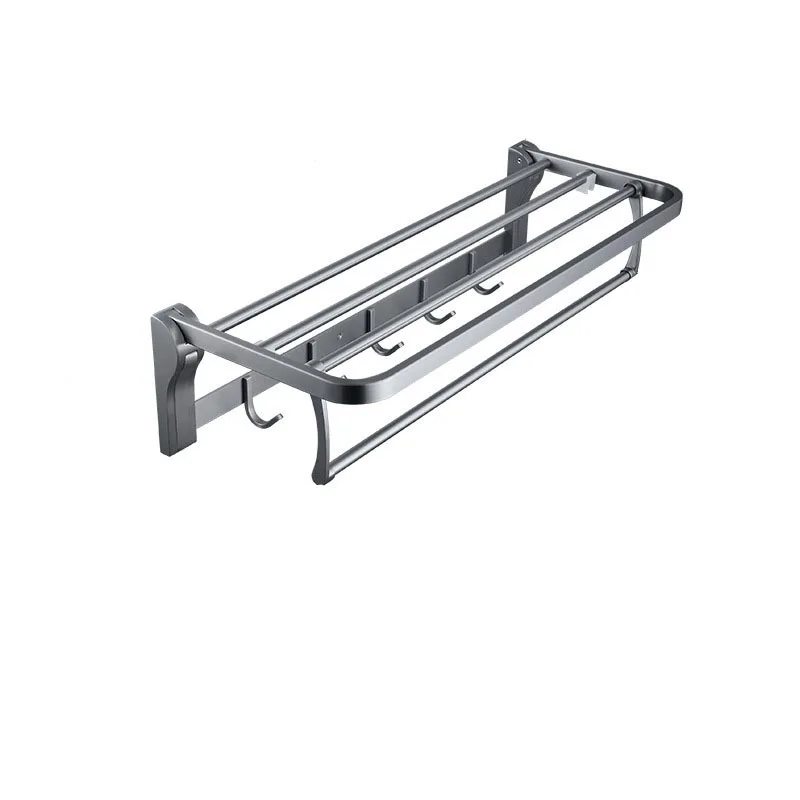 

Gun gray bath towel rack simple household bathroom folding towel rack hotel light luxury bathroom rack stainless steel